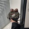 Leopard Print Retro Versatile Hello Kitty Embroidered Mini Square Bag Women's Fashion Going Out Foreign Style Premium Messenger Bag
