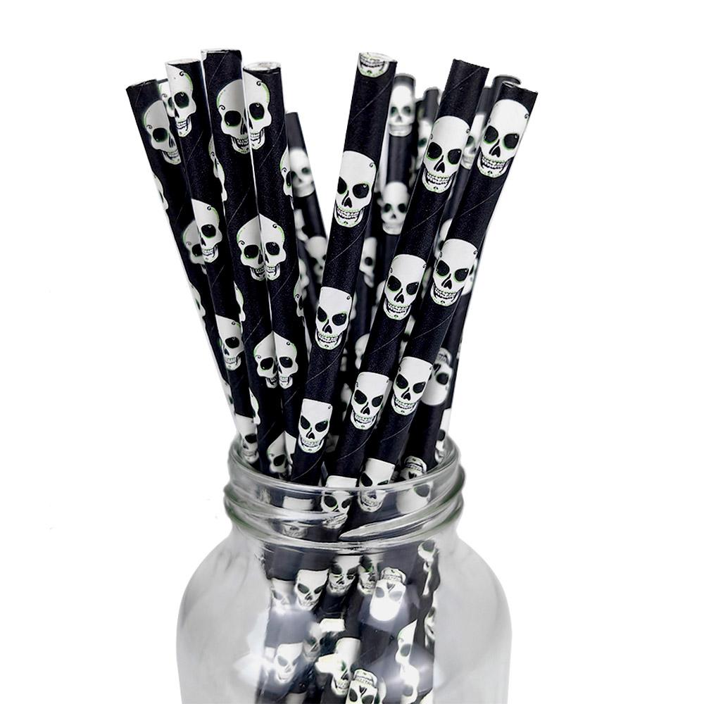 500pcs Halloween Party Favors Paper Straws Black and Orange Party Biodegradable Drinking Stripe Straws for Halloween