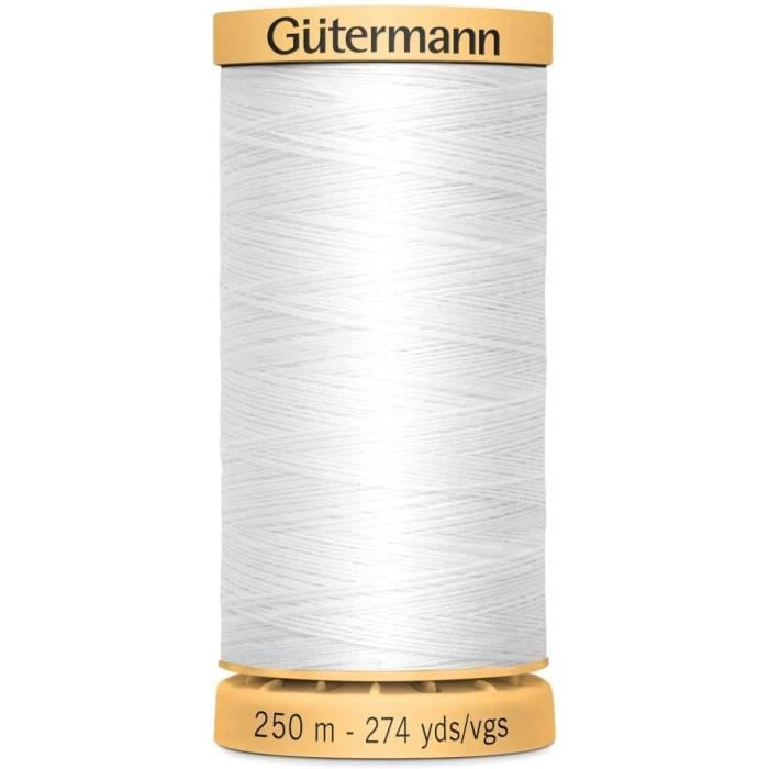 Fil à coudre 100% coton Gütermann 250m blanc n°5709