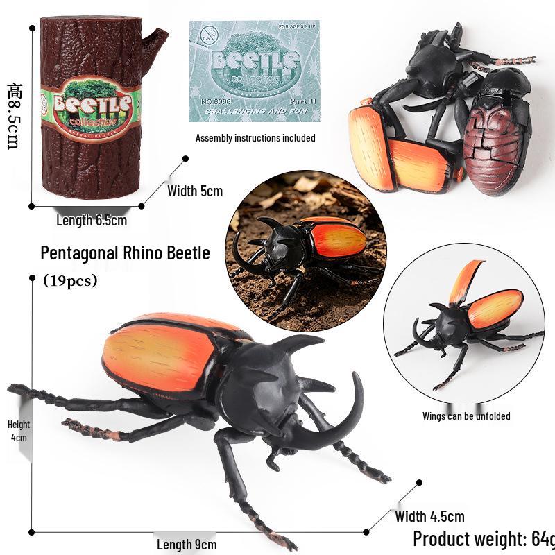 4D Insect Model Toy Set: Ladybug, Stag Beetle, Centipede, Ant, Fly, Mantis