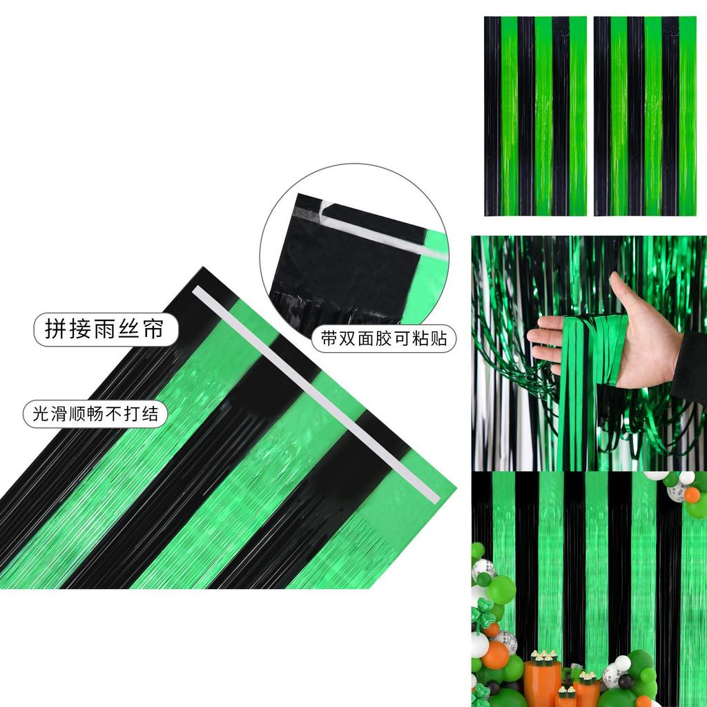 Vibrant Black And Green Rain Curtain For Stunning St. Patrick's Day Party Backdrops