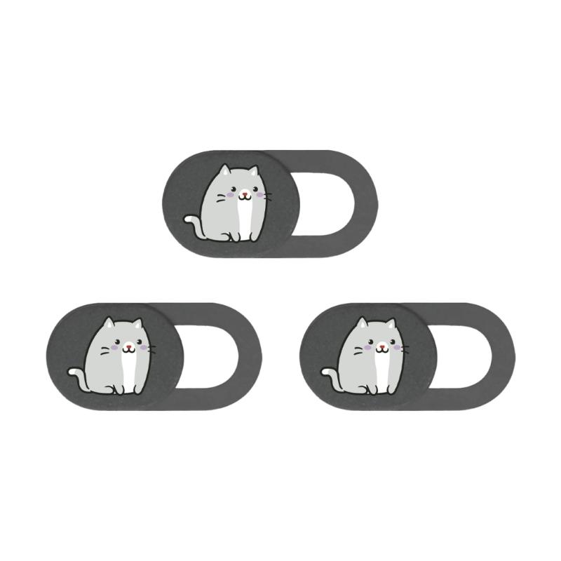 3pcs Cartoon Kitten Camera Cover Webcam Cover Slide Universal Web Camera Phone Camera Cover Protect Your Security