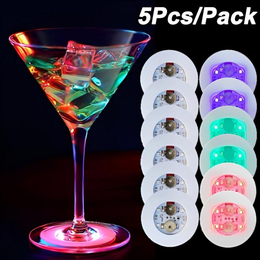1pcs Luminous Bottle Stickers Lights 6cm LED Coaster Lamps for Xmas Bar KTV Wedding Party Cocktail Drink Cups Vase Decor