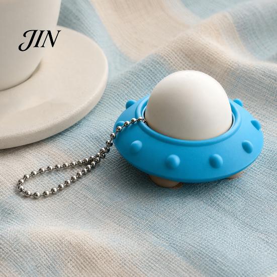 Portable Anxiety Relief 3D Printed UFO Decompression Toy, Creative Flying Saucer Fidget Pendant with Tactile Toy Metal Bead Chain for Stress