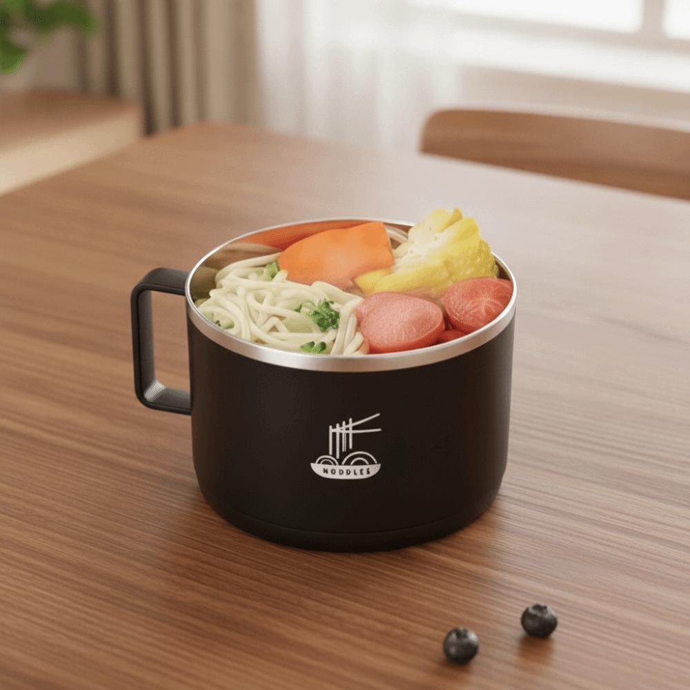 Insulated Stainless Steel Instant Noodle Bowl with Lid Food Container Ramen Bowl  Soup
