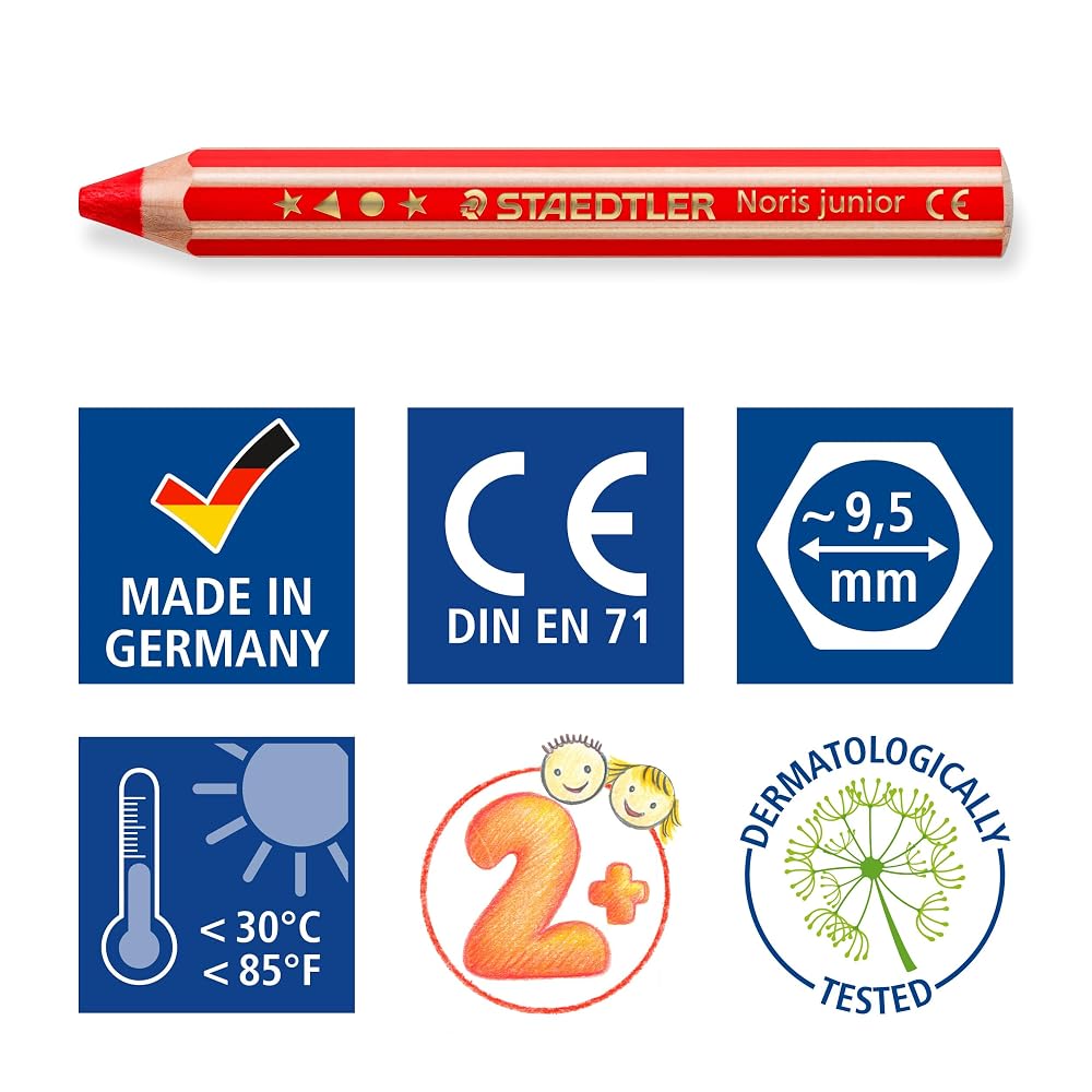 Staedtler Colored Pencils, 18 Colors x 2 Pencils, Noris Junior Watercolor Pencils, Bucket Set,