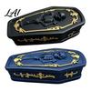 Halloween Atmosphere Prop Gothic Skull Casket Jewelry Box Resin Spooky Storage Figurine for Holder Rings Dark Tabletop Organizer Unique Gift