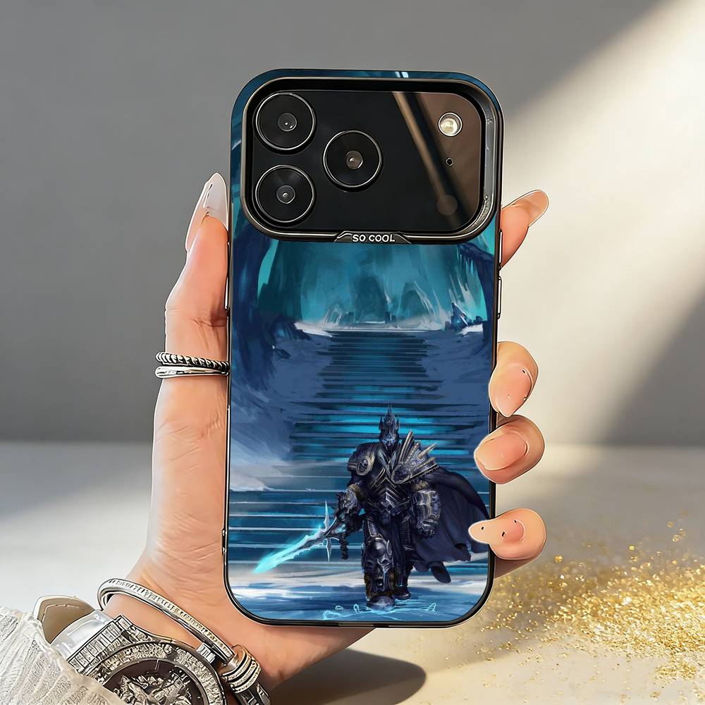 G-Game T-The W-World of W-Warcraft Phone Case For iPhone17 16 15 14 13 12 Pro Max Grey Black Matte Laser Metallic Aurora Funda