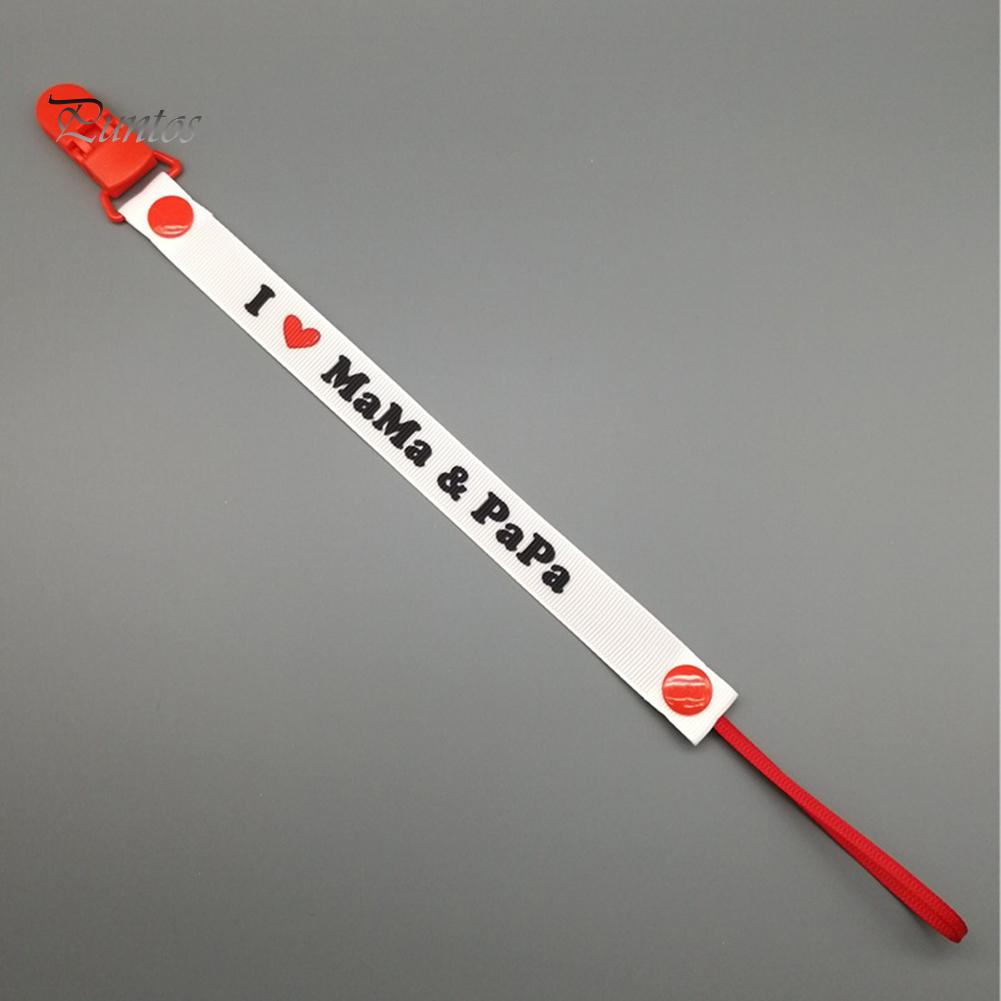 Puntos Baby I Love Mama Papa Säuglingsnahrung Schnullerclip Band Nippelhalter Beißring Spielzeug