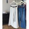 Quality Denim Wide-leg Pants Women's Autumn New Casual High-waisted Loose and Slightly Thin Straight Pants