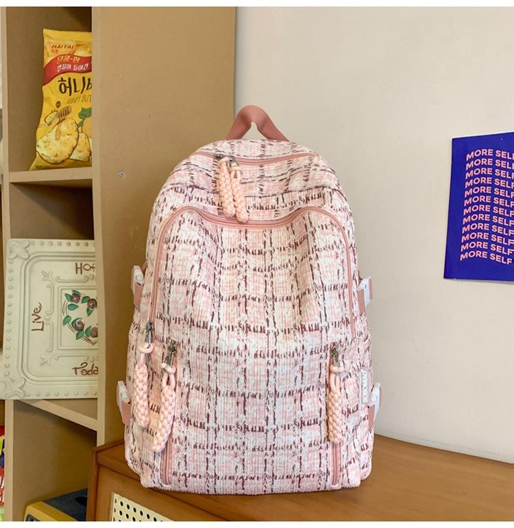

Клетчатый рюкзак новый маленький свежий рюкзак простой цвет рюкзак для средней школы сумка для колледжа розовый