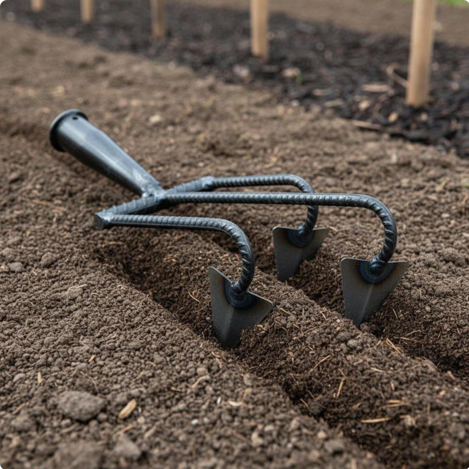 Ditching Hoe Multifunctional Hand Cultivator Steel Furrowing Rake for Gardeners, Farmers,