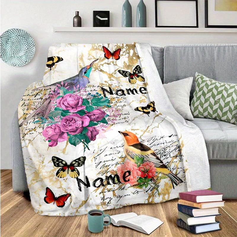 Vintage Hummingbird Customize Your Name Blanket Warm Comfortable And Soft Blankets Are Suitable For Home Lunch Break Blanket Office Sofa Sofa Gift To