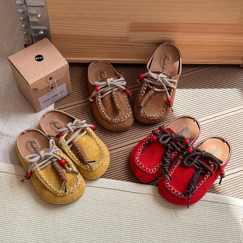 Children Casual Shoes for Girls Autumn New Fashion Korean Style Soft Bottom Anti-slippery Versatile Retro Outside Mules
