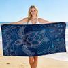 1 Piece Deep Blue Turtle-Print Beach Towel, Ultra-Fine Fiber Bath Towel, Absorbent And Quick-Drying Swimming Towel,
