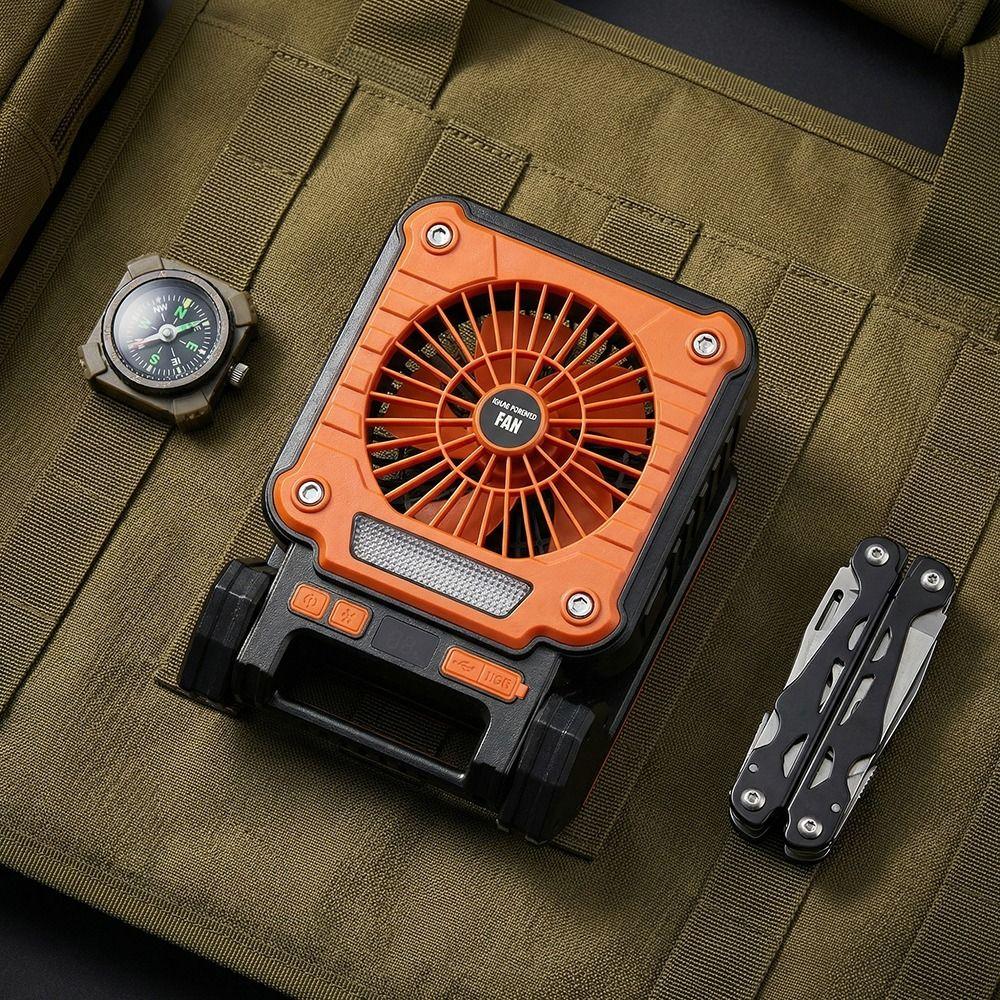 Folding Design Camping Fan Green/Orange Solar Electric Fan LED Camping Light  Car Camping