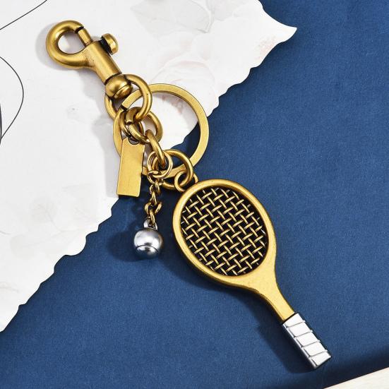 Keychain Pendant Sports Style Mini Racket Tennis Ball Design Key Chain Lightweight Bag Pendant Car