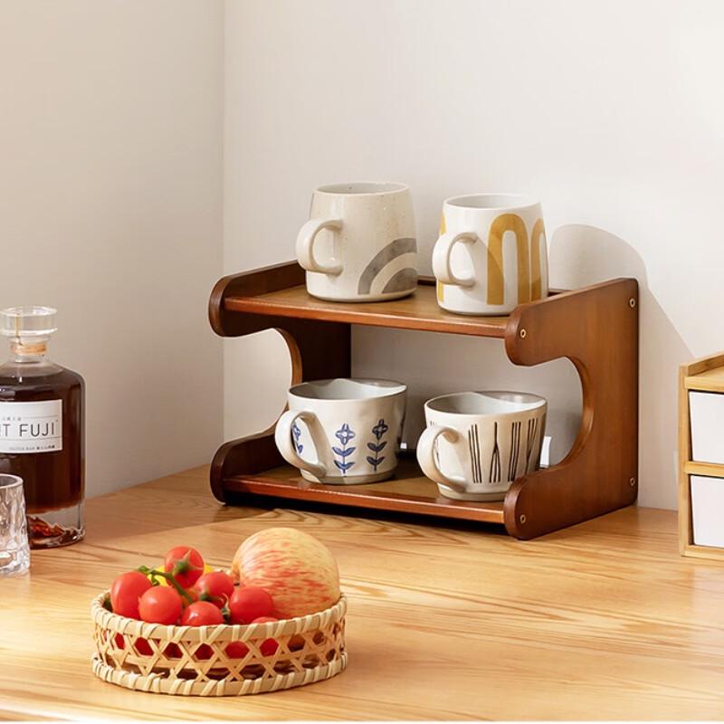 

Two-Tier Bamboo Dustproof Cup Organizer