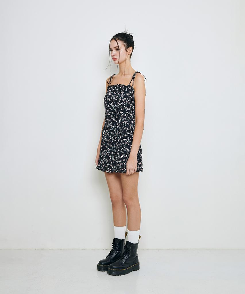 NOT YOUR ROSE Frill Mini Dress (Black)