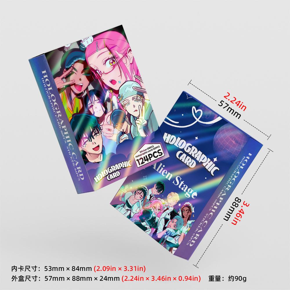 124 Stück Alien Bühnenästhetik Cartoon Wasserdichte Postkarten Anime Sammlerset Lomo Fotokarten Jungen Mädchen Geschenke für Party