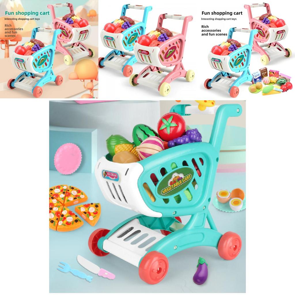durable Plastic Shopping Cart For Kids Role Play Supermarket Child Development Fun