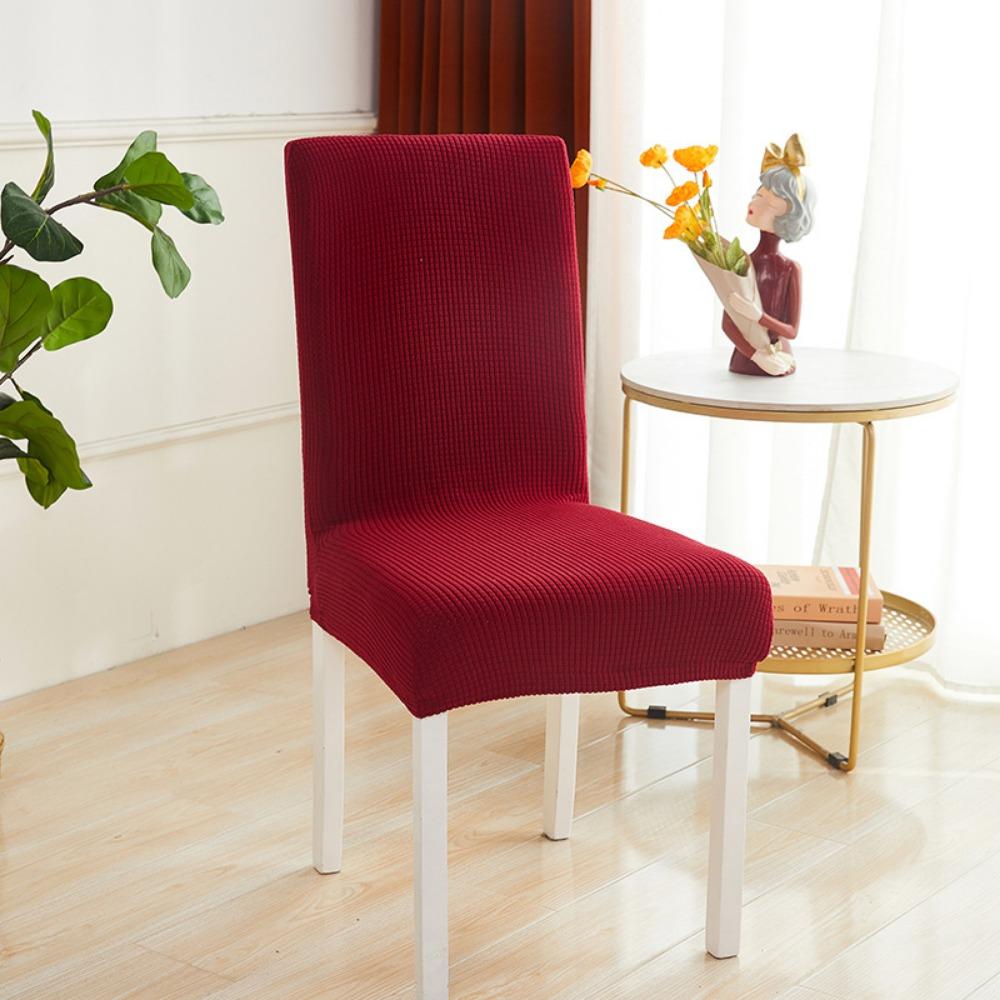 Plaid Fleece Thick Elastic Chair Covers for Hotel Restaurant Dining Stretchable Anti-Stain Seat Slipcovers