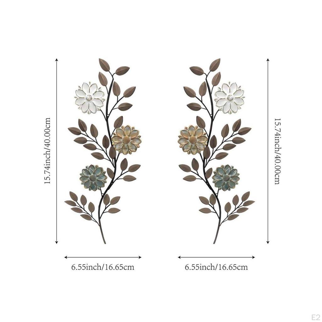 2 sztuki Botaniczna Metalowa Dekoracja Ścienna Amerykański Design Kwiatowa Gałąź Liść Wystrój Wewnętrzna Zewnętrzna