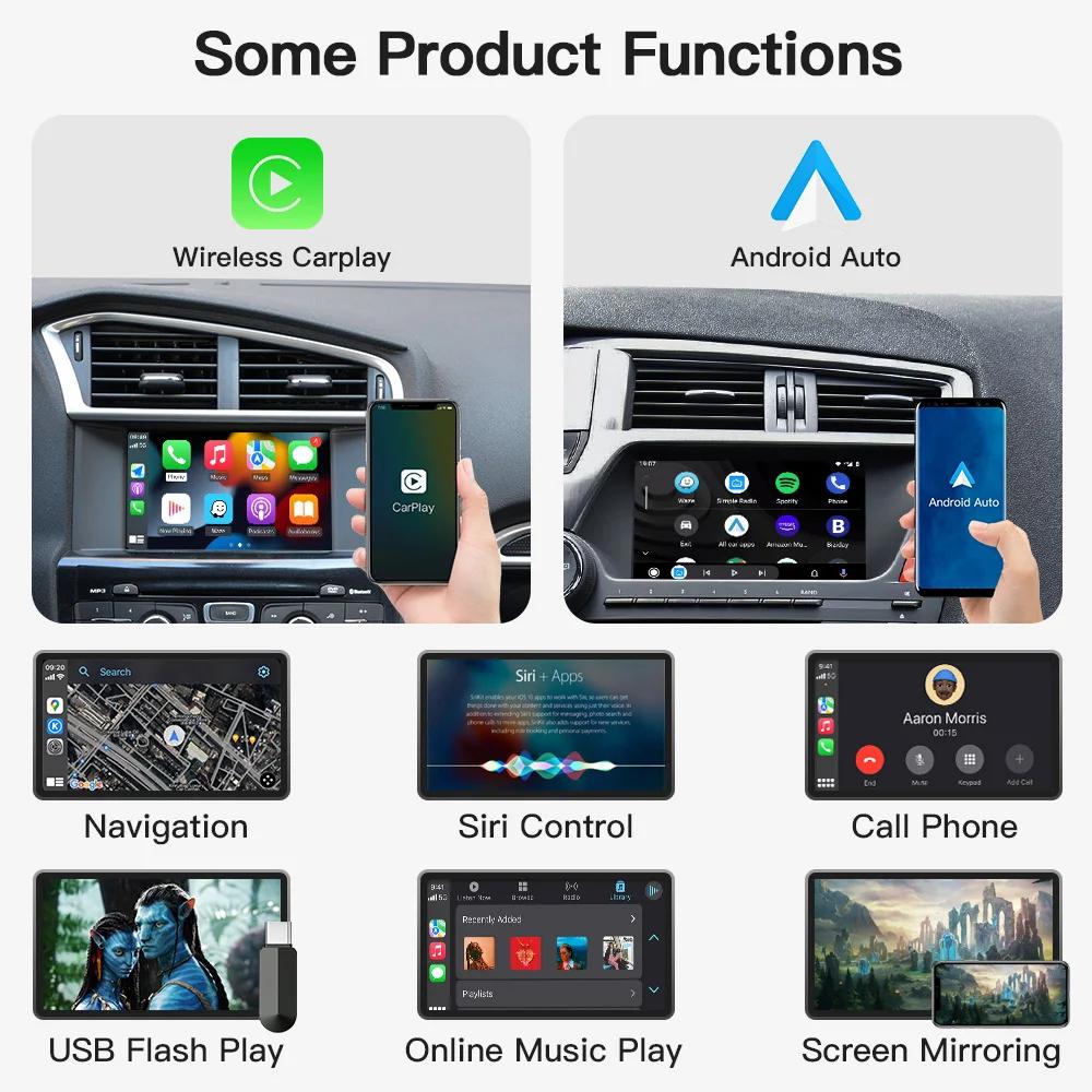 For Peugeot Citroen Wireless Carplay adapter Android Auto module SMEG 208 2008 308 508 3008 & C4 DS3 DS5 Support Reverse Camera