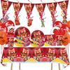 Red Birthday Turning Party Cartoon Decorations Banners Cake Topper Balloon Set