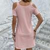 Sommer-Damenmode, einfarbig, trägerlos, kurzärmelig, Temperament, dünne Kleider