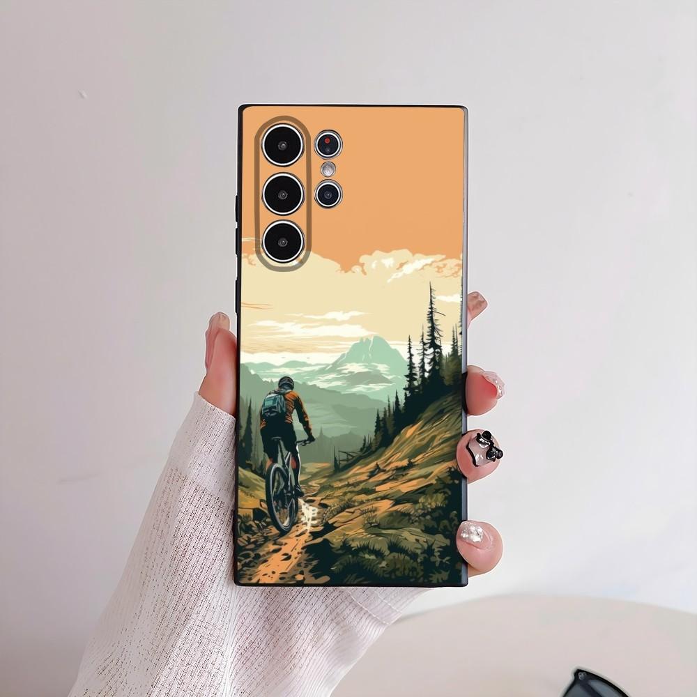 MTB Mountain Bike Bicycle Phone Case For Samsung Galaxy S25 S24 S22 S23 Ultra S21 S20 Plus 5G Frosted Non-Slip Full Cover Case