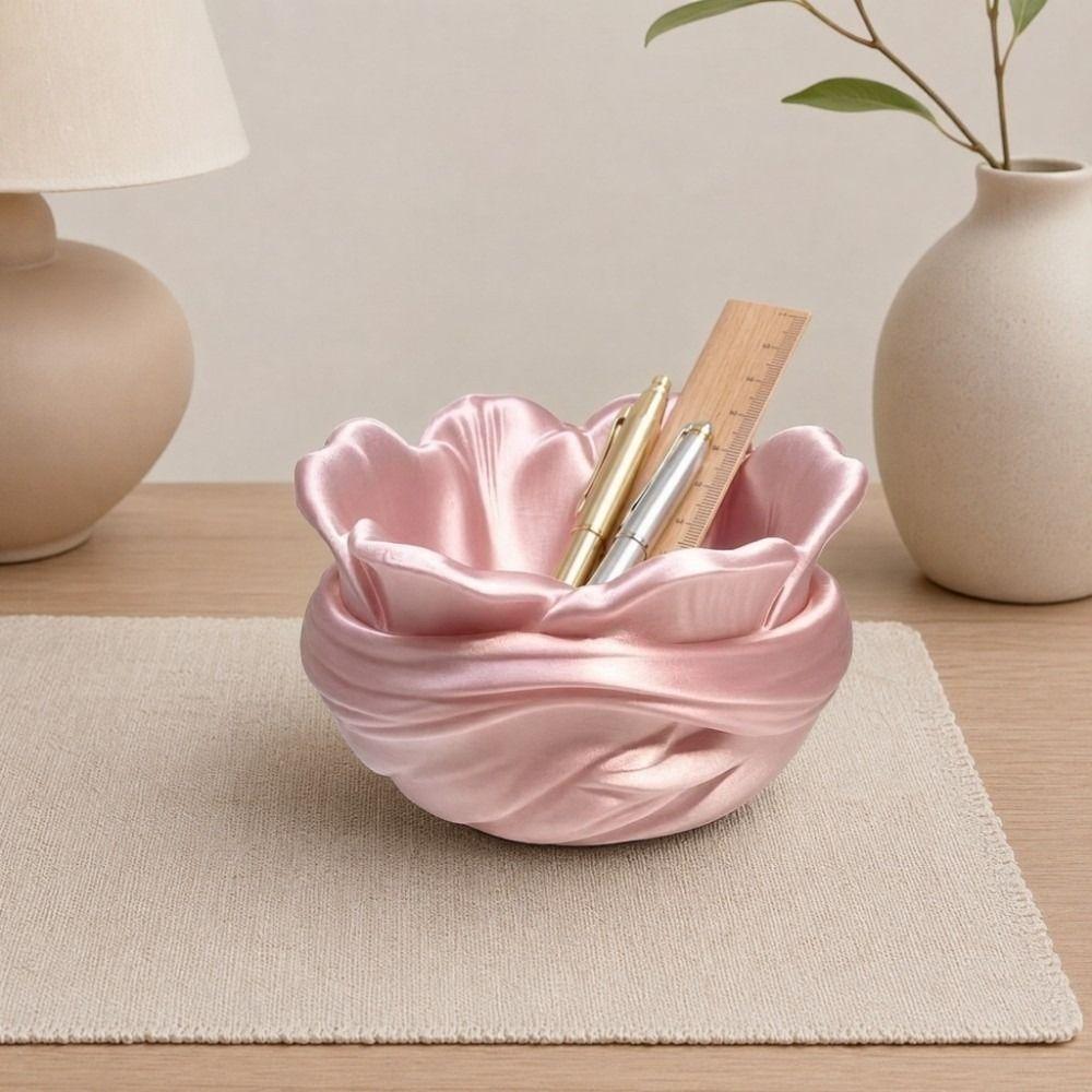 Flower 3D Printed Petal Storage Box 3D Printed Luxury Plastic Pen Holder Desktop Organizer Large Capacity Makeup Brush Holder