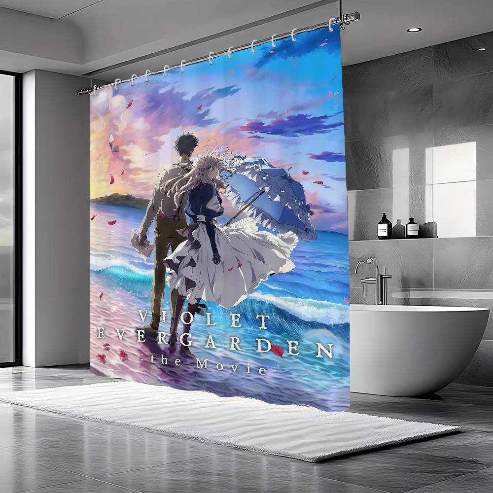Anime Violet Evergarden Pattern Bathing Curtain Bathroom Shower Curtain Waterproof With 12 Hooks Home Deco