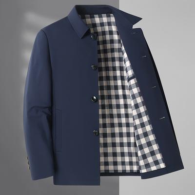 New Jacket Men's Coat Spring and Autumn Middle-aged Men's Lapel Jacket High-end Business Casual Jacket Dad