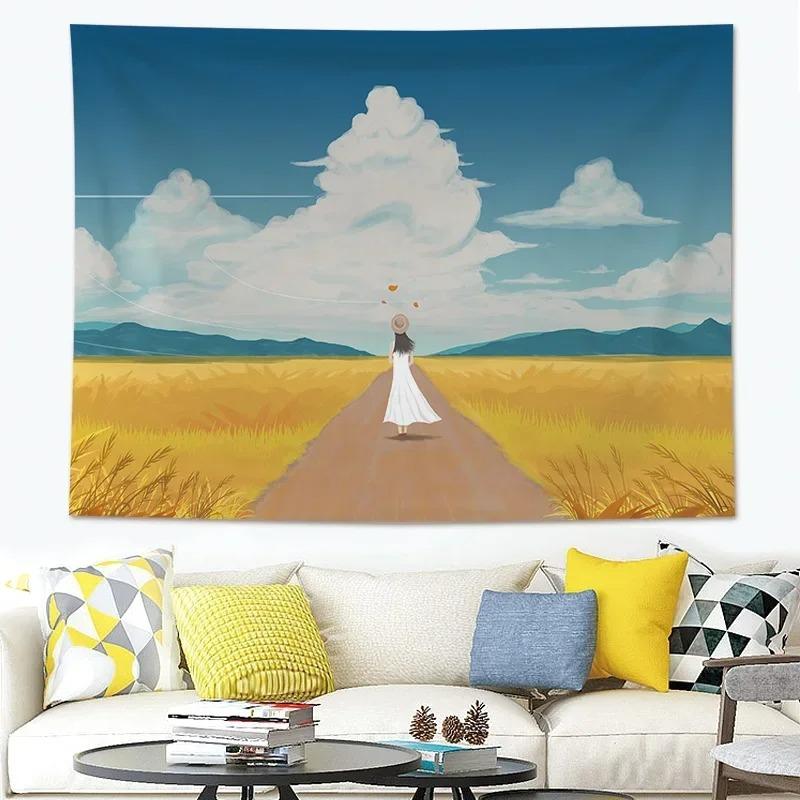 Rice Field Scenery Wall Decor Tapestry Home Living Room Tapestry