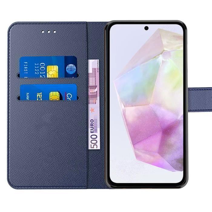 Coque de protection - Booling - pour Samsung Galaxy A35 5G - Antichoc - Cuir PU - avec 2 Verres trempés