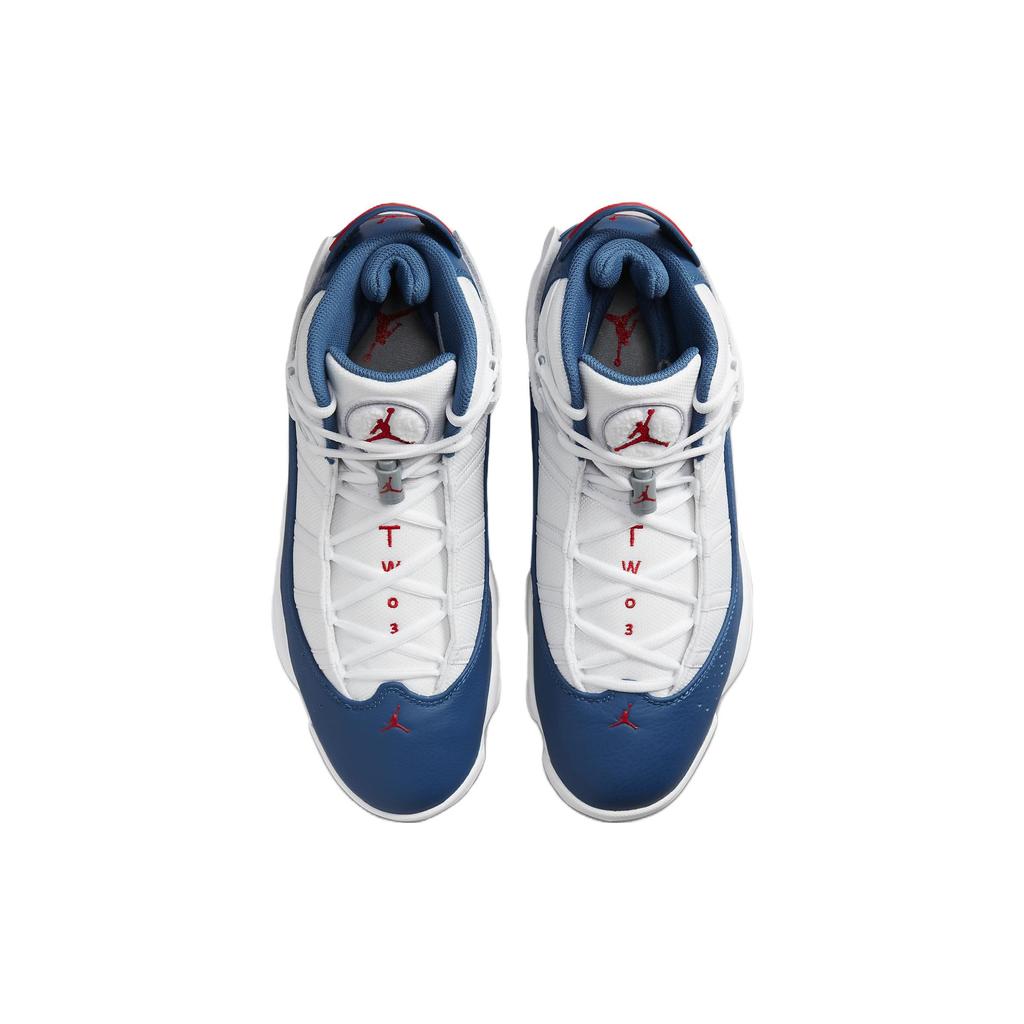 Air Jordan 6 Rings True Blue Men Sneakers White University-Red Light-Steel-Grey 322992-140