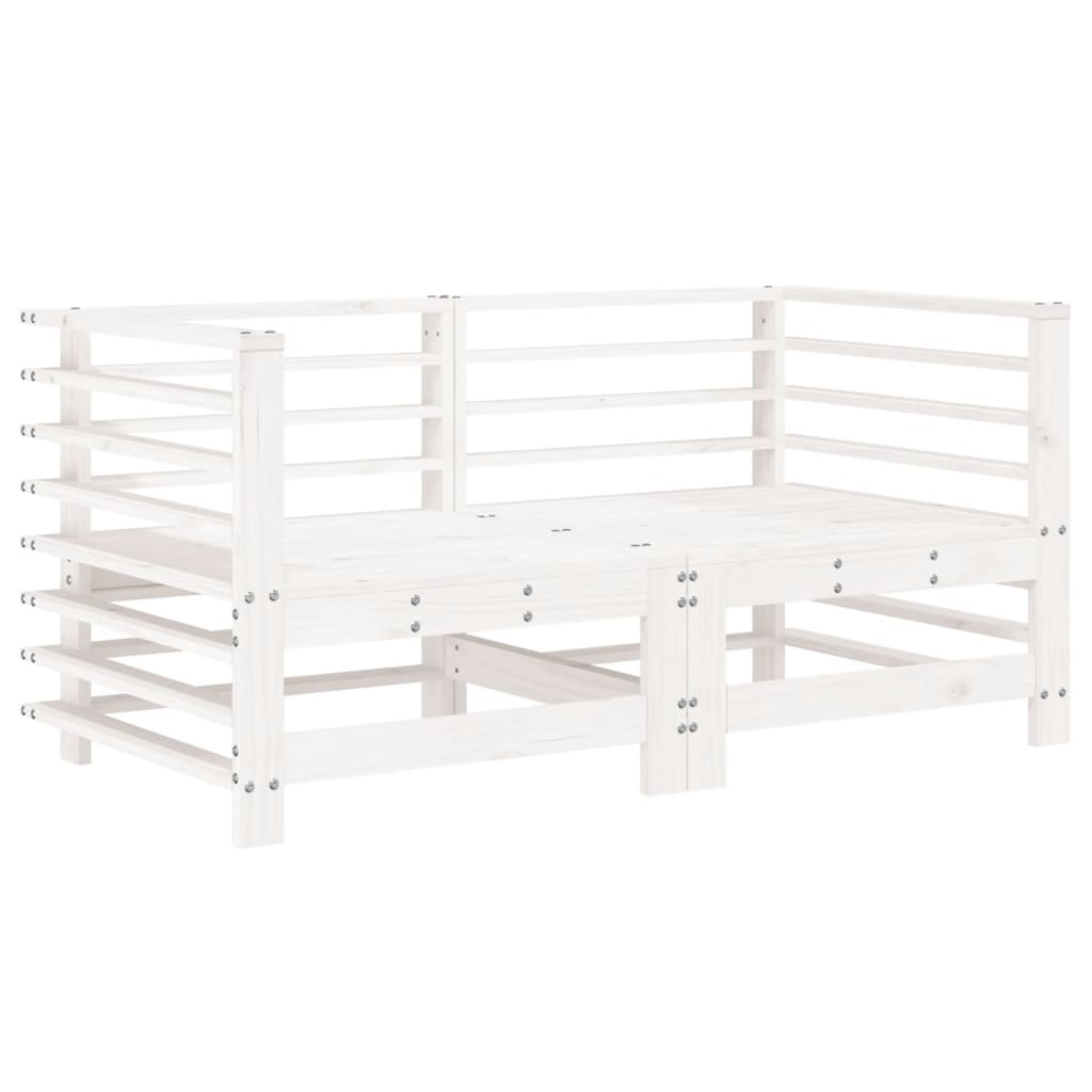 Garden Corner Sofa Set 2 Pieces White Solid Pine Wood