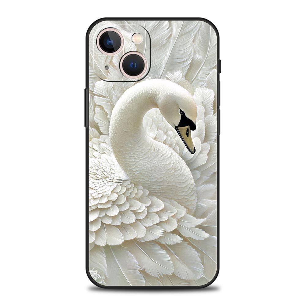 Elegant White Swan Design Phone Case Cover for iPhone 17 16 15 14 13 12 Pro Max 11 Pro Max 17 AIR Shockproof Soft TPU Shell Bags