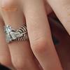 Moth And Fern Adjustable Ring Handmade Vintage Insect Animal Wrap Ring Inspirational Jewelry Gift for Women Men