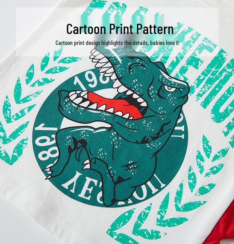 2026 Boys' Short Sleeve 3D Dinosaur T-shirt - Pure Cotton Summer Wear