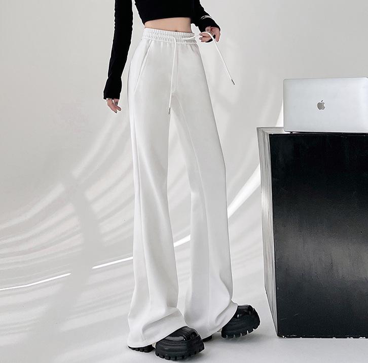 Damen Schwarze High Waist Schlankmachende Micro Flare Hose - 2025 Frühling/Sommer Freizeitsporthose