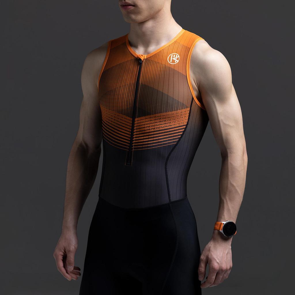 Men’s Triathlon Sleeveless Suit One Piece Quick Dry Tri Suit Cycling Running Swim Skinsuit Race Compression MY KILOMETRE