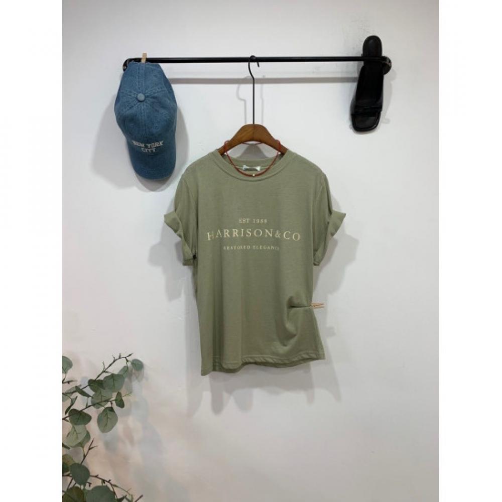 C S In The Room harriSon leTTerIng Round neCk ShorT Sleeve T ShirT 4 Color