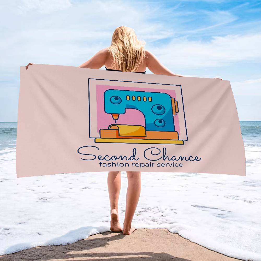 Vintage Sewing Machine Beach Towel Colorful Bath Towels for Girl Microfiber Quick Dry Sand Free Beach Yoga Spa Gym Pool
