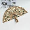Handgefertigter Fächer aus Strohweben, natürliches Seegras, Raffia-Handfächer, halbrund, gewebtes Palmblatt, Handfächer, Sommer-Kühlfächer, Hochzeits-Party-Dekoration