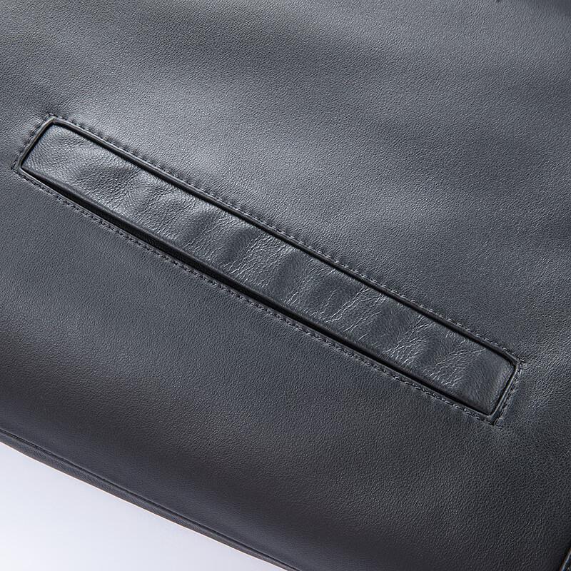 FAPAI Men's Genuine Sheepskin Stand-Collar Leather Jacket