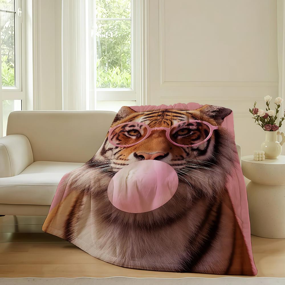 Trendige Rosa Retro Leopardendecke Warm Weich Geeignet für Schlafzimmer Sofa Bett Wohnzimmer Büro Reise Camping Geschenke