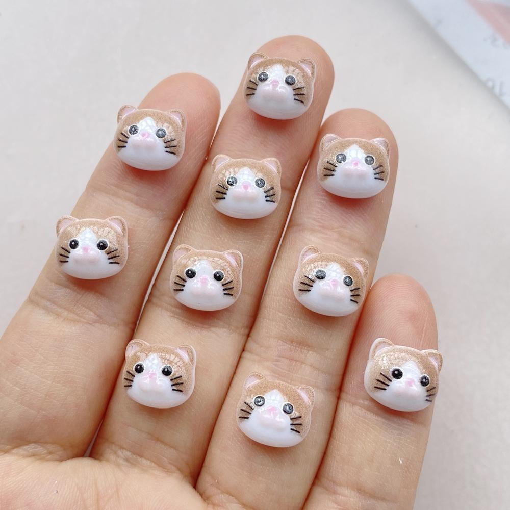 50Pcs Cute Cartoon Mini Cat, Little Fish Series Nail Art Resin Designer Charms DIY Craft For Nail 3D Decorations Jewelry