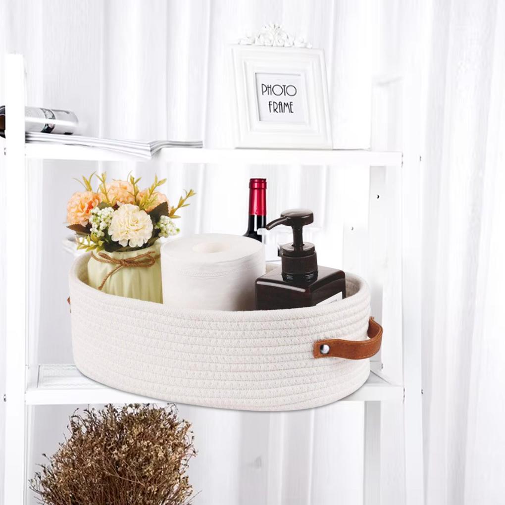 Nordic Cotton Rope Woven Storage Baskets Oval Bathroom Storage Basket Desktop Sundries Sundries Key Cosmetics Storage